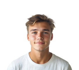 Smiling young man portrait neutral isolated on transparent background png