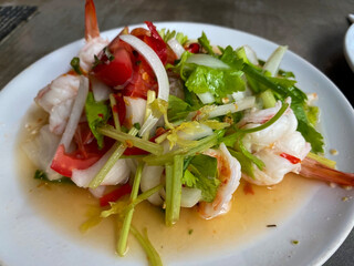 Thai spicy, salad with shrimps