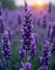 Raindrops Glistening on Lavender