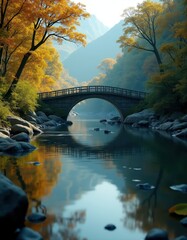 Close-Up of River View Featuring Bridge