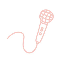 Hand-drawn microphone with a wire on a transparent background. Simple doodle-style illustration, perfect for music-related designs, karaoke, podcasts, and performances. Minimalist and artistic.