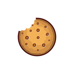 Shortbread cookies with chocolate pieces illustration, Bite biscuits logo design template