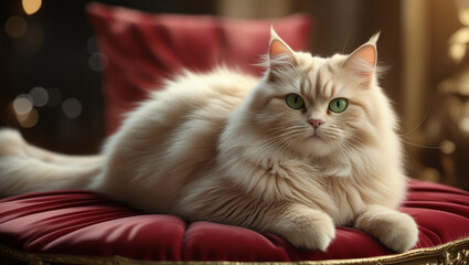 cat on a red background