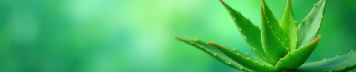 Vibrant aloe vera leaf, mint backdrop Ample copy space , graphics, aloe vera