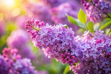Obraz premium Springtime Purple Lilac Bush, Long Exposure Photography, Blooming Flowers