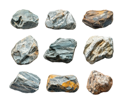 Exploring various rocks nature collection outdoors isolated on transparent background png