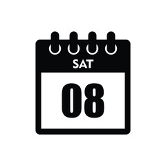 calender icon, 08 saturday icon with white background