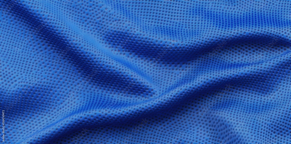 Poster a vibrant blue textured fabric with soft waves, showcasing a smooth and dynamic surface ideal for cl