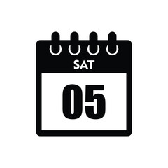 calender icon, 05 saturday icon with white background