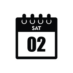 calender icon, 02 saturday icon with white background
