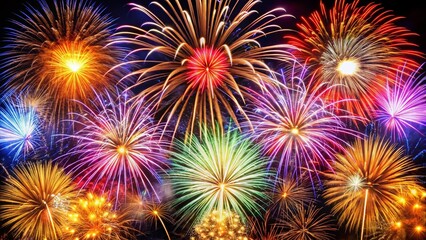 Fototapeta premium Stunning Close-Up New Year's Eve Fireworks Display Isolated on White Background