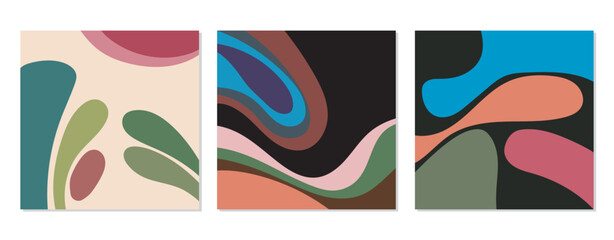 Fototapeta premium SET PASTEL COLOR. POSTER BACKGORUND WITH AESTHETIC HAND DRAWN ORGANIC SHAPES DESIGN VECTOR TEMPLATE GOOD FOR POSTER, WALLPAPER, COVER, FRAME, FLYER, SOCIAL MEDIA, GREETING CARD