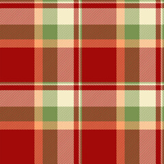 Checked plaid vector fabric, heritage texture background pattern. Sketching tartan seamless textile check in red and light colors.