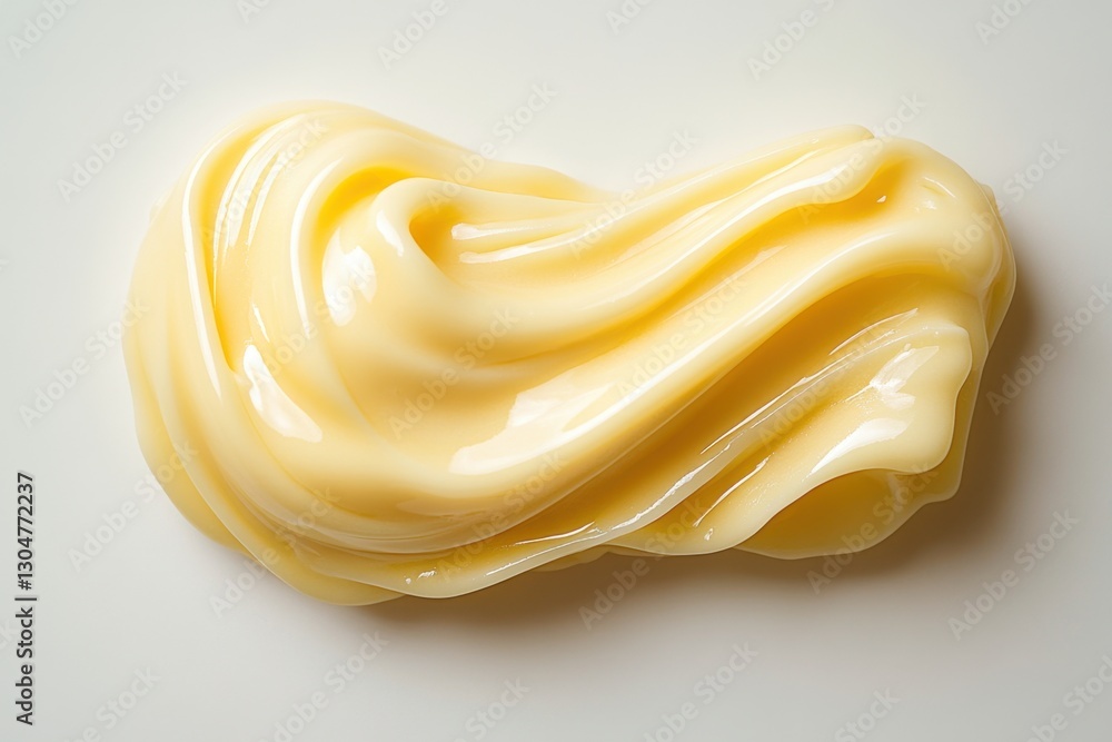 Poster luxurious yellow cream swirl on neutral backdrop capturing smooth texture and rich consistency in st