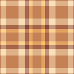 Kid vector texture background, curved fabric tartan check. Overlay textile pattern plaid seamless in orange and light colors.