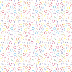 Abstract background - random colored ellipse and circle for wrapper, packaging or textile printing design. Vector illustration. Seamless pattern