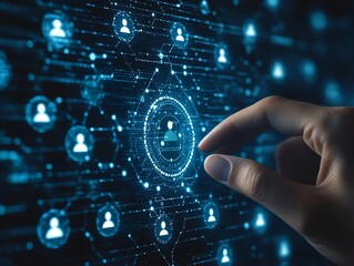 A sleek digital recruitment process with a manager s hand choosing from employee icons, showcasing human resources decisionmaking, professional atmosphere, 4K ultradefinition