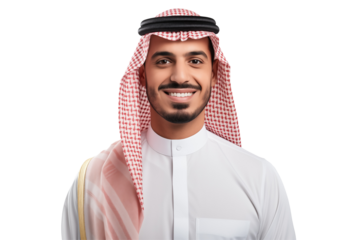 Smiling Arab Businessman in Professional Suit on Transparent Background – Confident, Successful Entrepreneur Ready to Lead, Innovate, and Excel in the Corporate World.Dubai. PNG cut out.