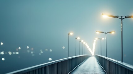 Serene Night Bridge with Soft Illuminated Lights and Atmosphere