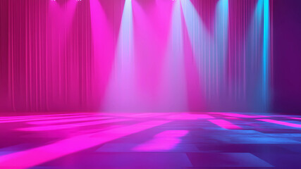 The empty stage stands in anticipation, aglow with a kaleidoscope of shifting hues and piercing spotlights. A fusion of technology and artistry, the lighting design evokes passion and rhythm