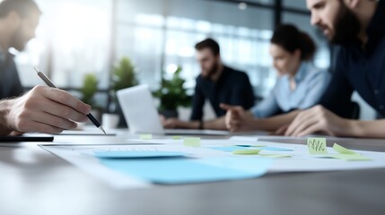 Fototapeta premium Collaborative Team Meeting in Modern Office Space