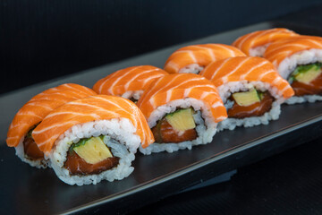 Japanese salmon roll sushi