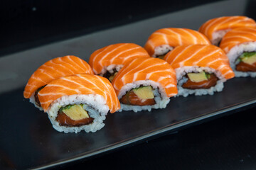 Japanese salmon roll sushi