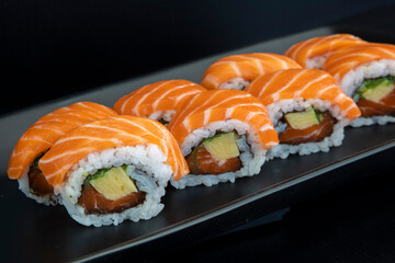 Japanese salmon roll sushi