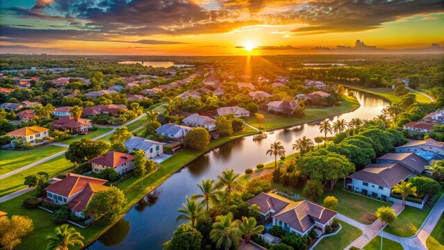 Sunrise Weston Florida Aerial Homes Luxury Real Estate Photography