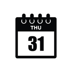 calender icon, 31 thursday icon with white background