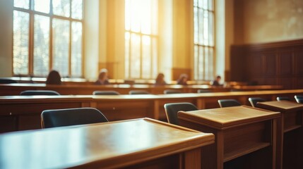 Sunlight Streaming Through Windows in an Empty Classroom Setting