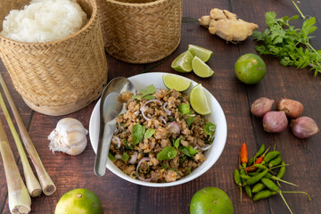 Larb Moo Issan, Thai Isan-Style minced pork salad)