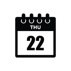 calender icon, 22 thursday icon with white background