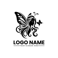 Obraz premium Butterfly Woman Vector Logo | Elegant Feminine Silhouette | Mystical Wings Illustration