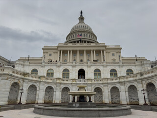 The west front of the United States Capitol in Washington, DC, USA. The Capitol Building is the seat of the United States Congress, the legislative branch of the federal government.