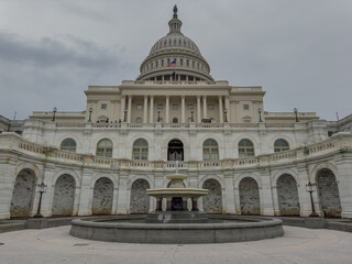The west front of the United States Capitol in Washington, DC, USA. The Capitol Building is the seat of the United States Congress, the legislative branch of the federal government.