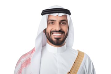 Smiling Arab Businessman in Professional Suit on Transparent Background – Confident, Successful Entrepreneur Ready to Lead, Innovate, and Excel in the Corporate World.Dubai. PNG cut out.