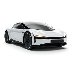 Futuristic Electric Car: A sleek, modern electric car with a smooth, aerodynamic design is showcased against a clean background, emphasizing its innovative technology.