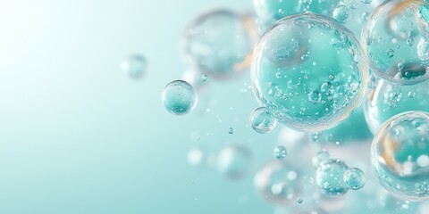 Bubbles in varying sizes float in a soothing blue-green backdrop, symbolizing the clean and sustainable energy offered by green hydrogen technology