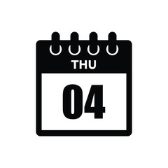calender icon, 04 thursday icon with white background