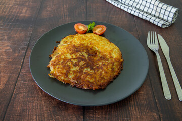Swiss national dish, pan-fried potato cake called roesti