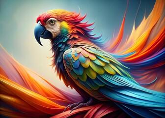 Obraz premium Surreal Wavy Parrot: Psychedelic Avian Fantasy Stock Photo