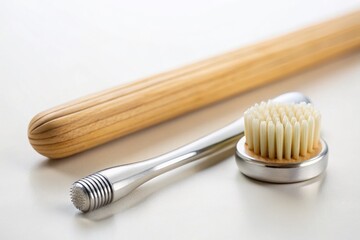 Sustainable Oral Hygiene: Zero Waste Toothbrush & Tongue Cleaner on Blue
