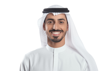 Smiling Arab Businessman in Professional Suit on Transparent Background – Confident, Successful Entrepreneur Ready to Lead, Innovate, and Excel in the Corporate World.Dubai. PNG cut out.