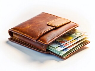 Swiss Francs Banknotes and Leather Wallet - Rule of Thirds Composition