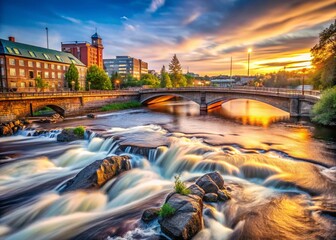 Tammerkoski Rapids Lovers Bridge, Tampere, Finland - Stunning High-Resolution Stock Photo