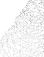 Abstract Architectural Wireframe Composition &ndash; Modern Skyscraper and Urban Cityscape Design