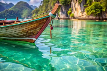 Obraz premium Thailand Longtail Boats: Turquoise Waters Macro Photography