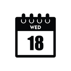calender icon, 18 wednesday icon with white background