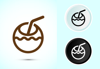 Tropical drink icon design illustration, Tropical drink sign for apps and websites, Color black and white